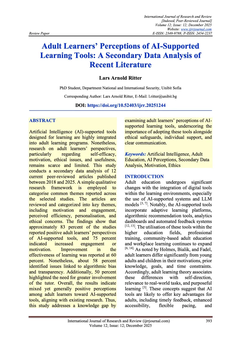 Publikation: Adult Learners Perceptions of AI-Supported Learning Tools