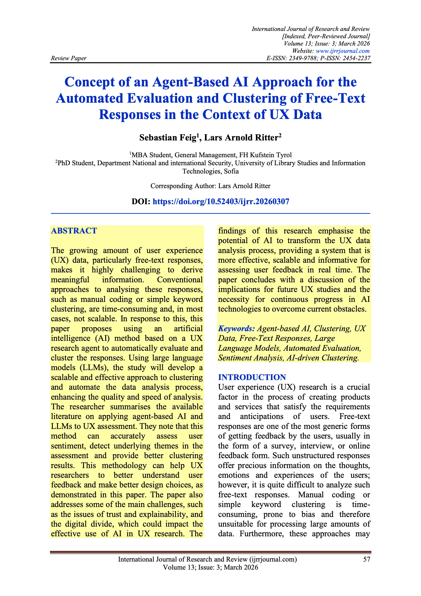 Agent-Based AI for UX Data Clustering