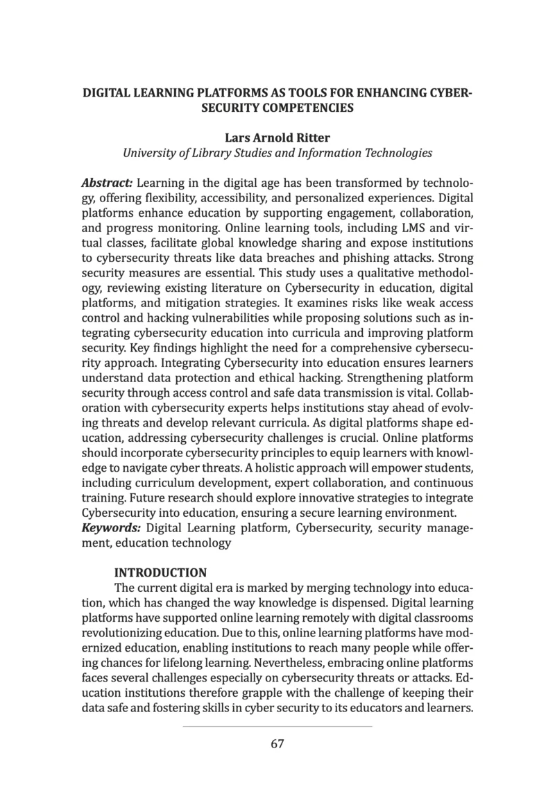 Publikation: Digital Learning Platforms for Cyber Security Competencies