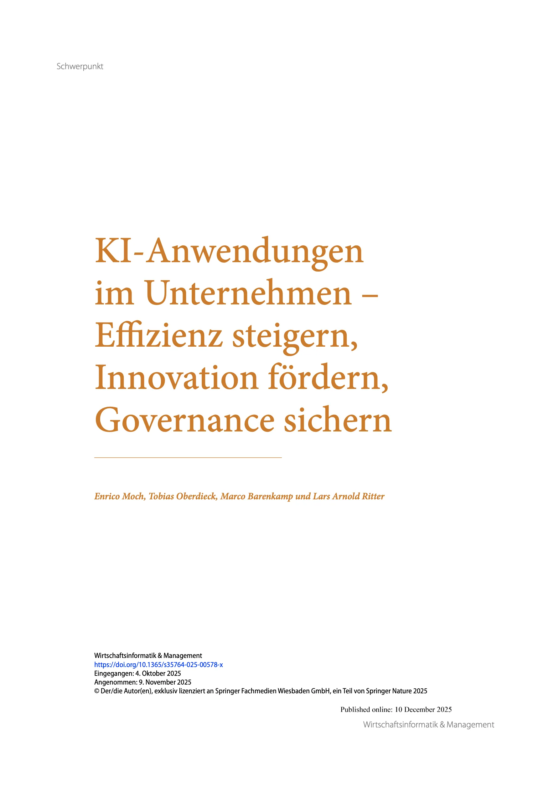 Publikation: KI-Anwendungen im Unternehmen