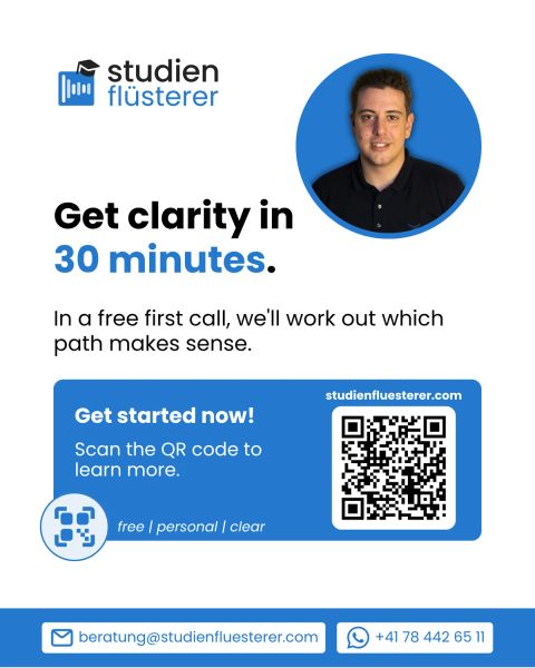 Get clarity in 30 minutes: in a free first call I clarify which path makes sense. Contact by email or WhatsApp.