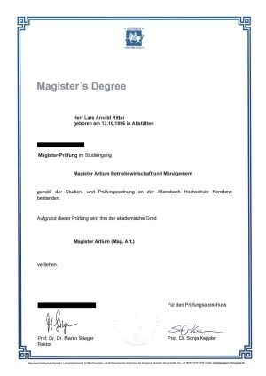 Magister Business Administration Diploma