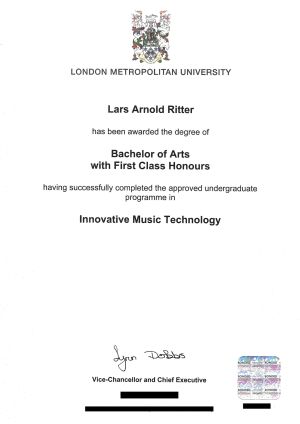 Bachelor of Arts Tontechnik Diplom