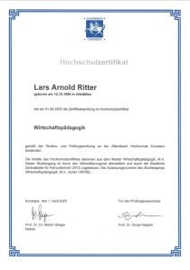 Wirtschaftspädagogik Zertifikat