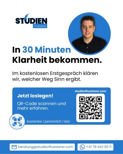 In 30 Minuten Klarheit bekommen: im kostenlosen Erstgespräch klären wir, welcher Weg Sinn ergibt. Kontakt per E-Mail oder WhatsApp.