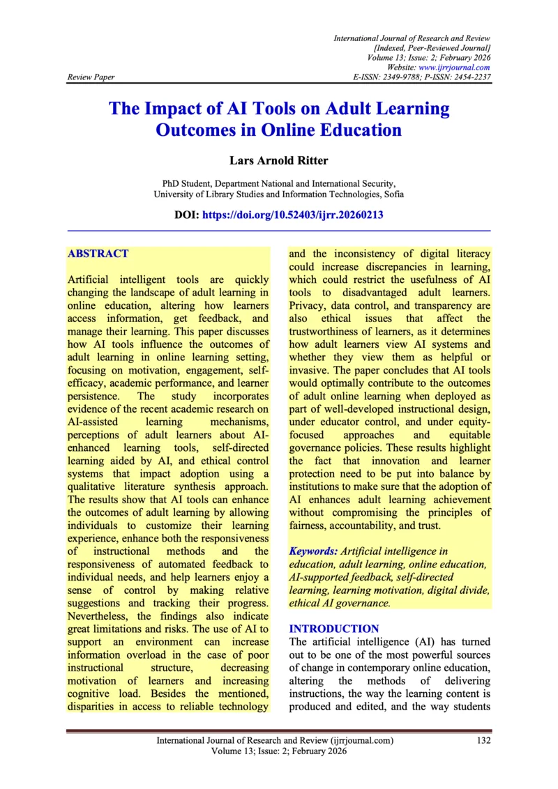 The Impact of AI Tools on Adult Learning Outcomes