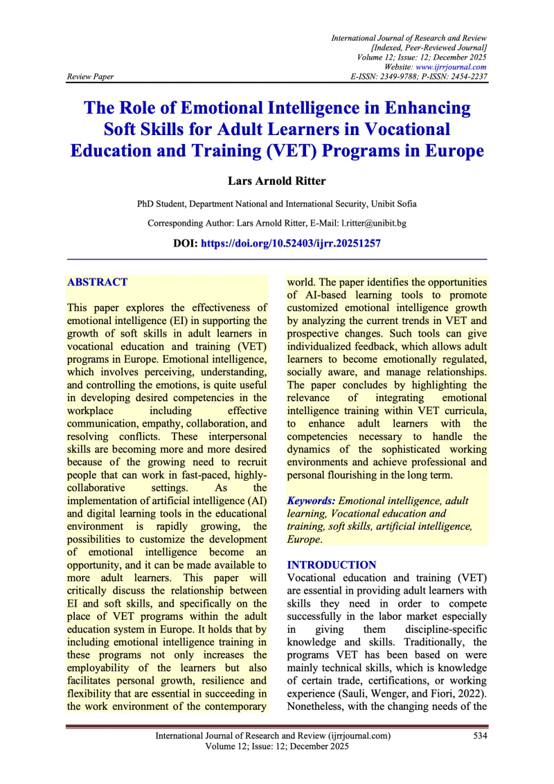 Publikation: The Role of Emotional Intelligence in Enhancing Soft Skills